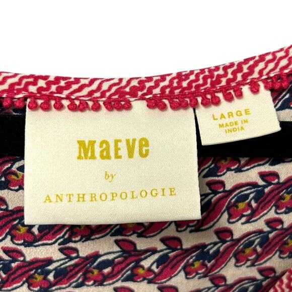 Maeve by Anthropologie Lilyana Tiered Silk 3/4 Sleeve Tunic Blouse Womens Large - Picture 3 of 7